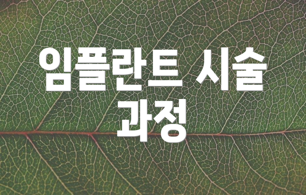 임플란트 시술 과정