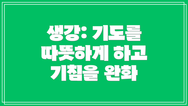 생강: 기도를 따뜻하게 하고 기침을 완화