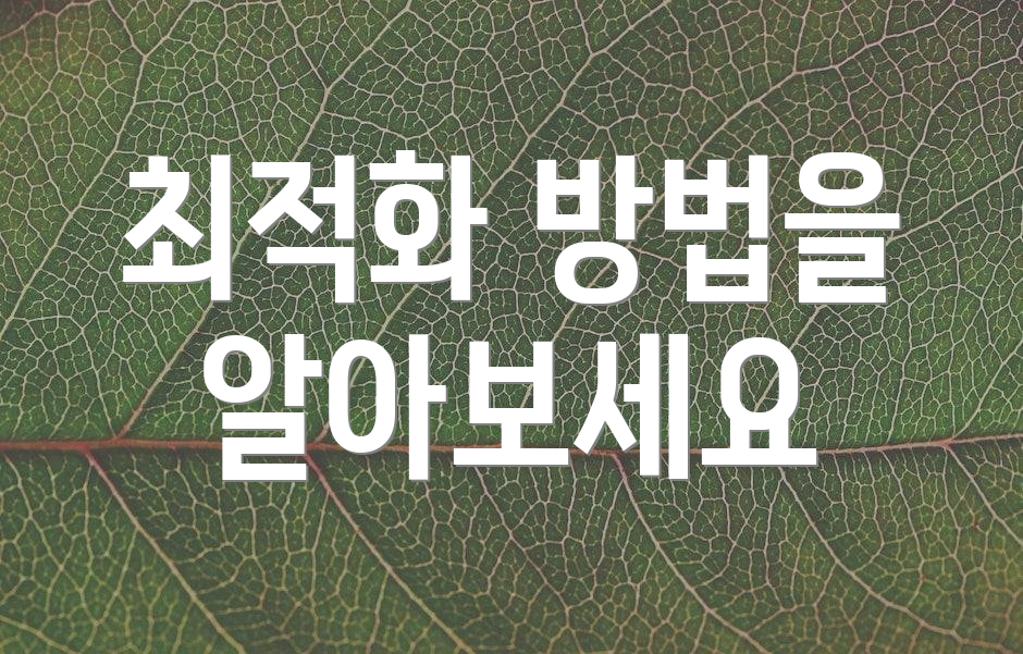 최적화 방법을 알아보세요