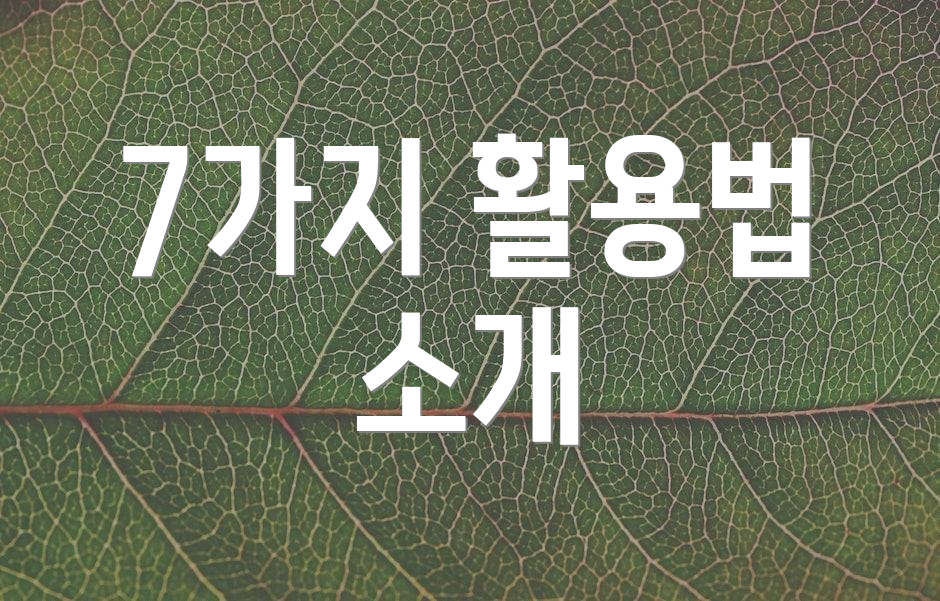7가지 활용법 소개