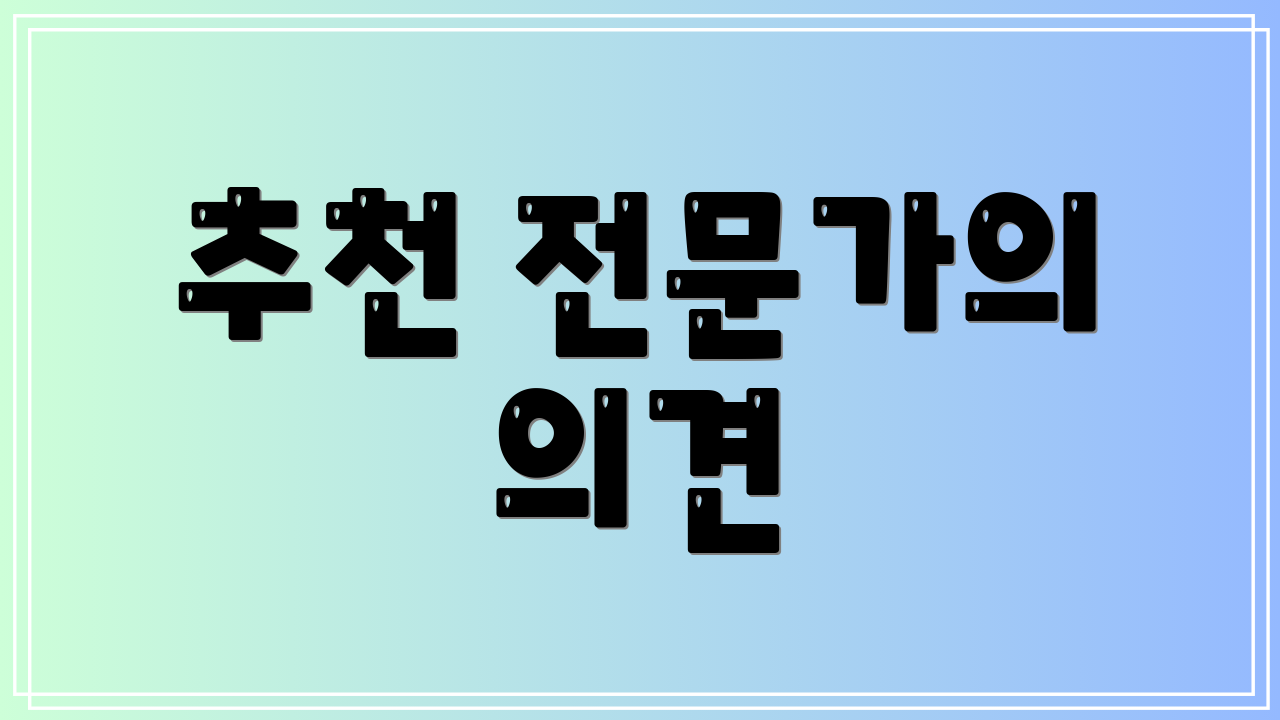 추천 전문가의 의견