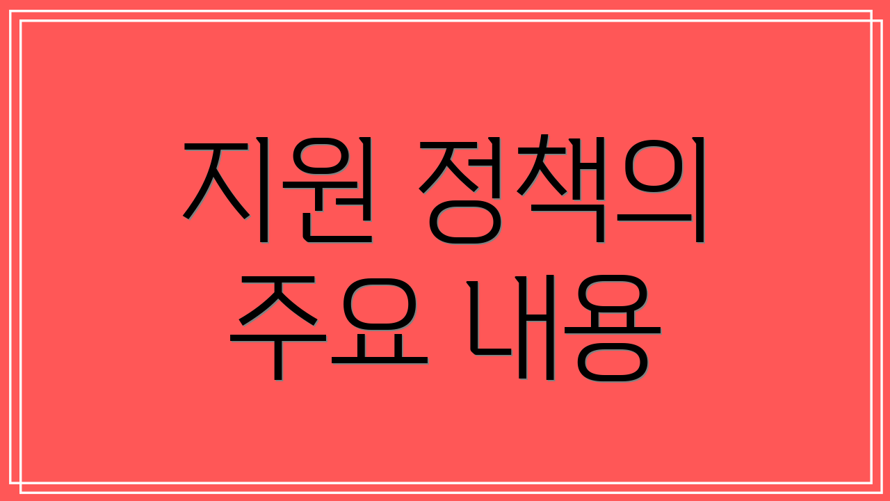 지원 정책의 주요 내용