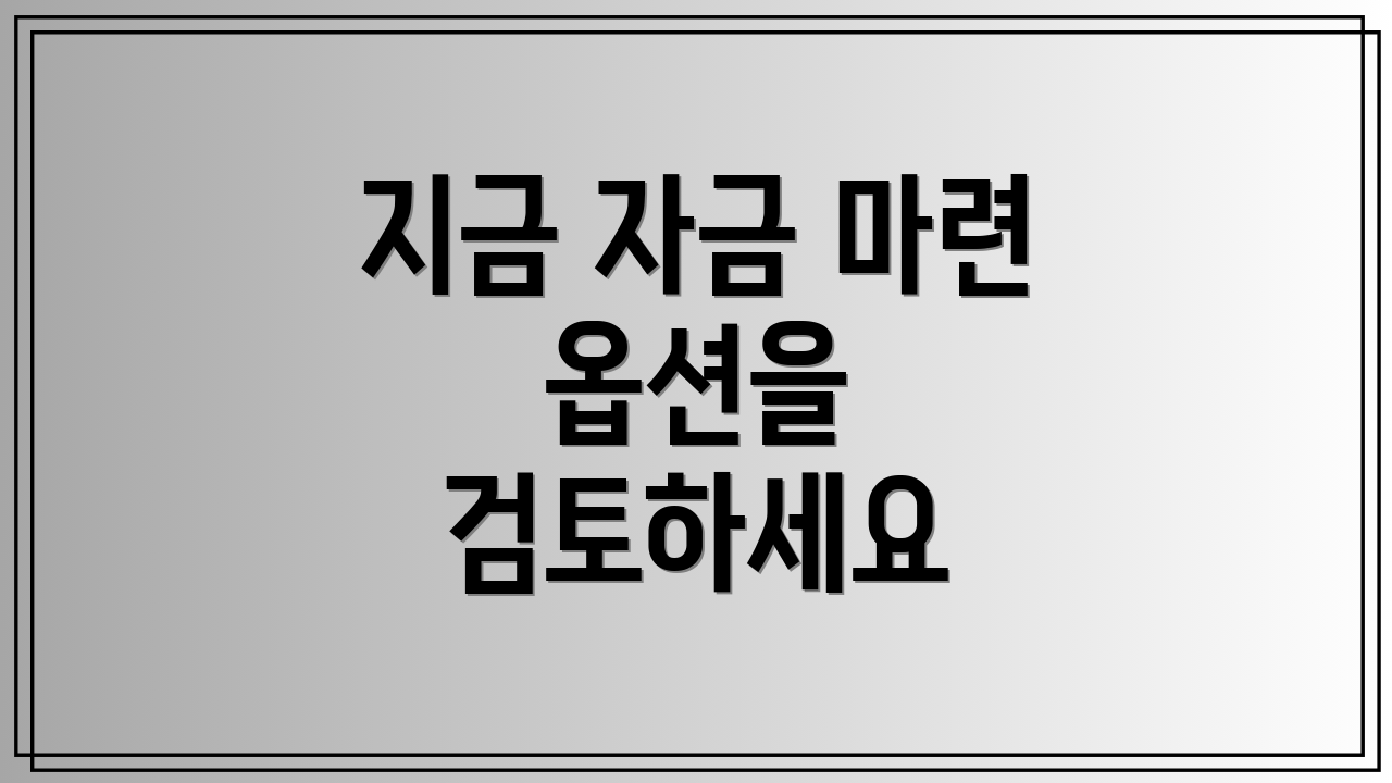 지금 자금 마련 옵션을 검토하세요